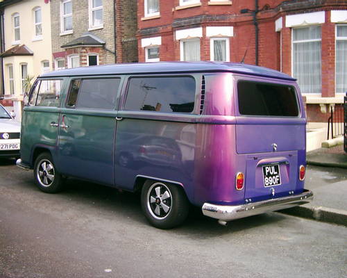 1968 VW Custom campervan tintop painted in flip paint goes from purple 